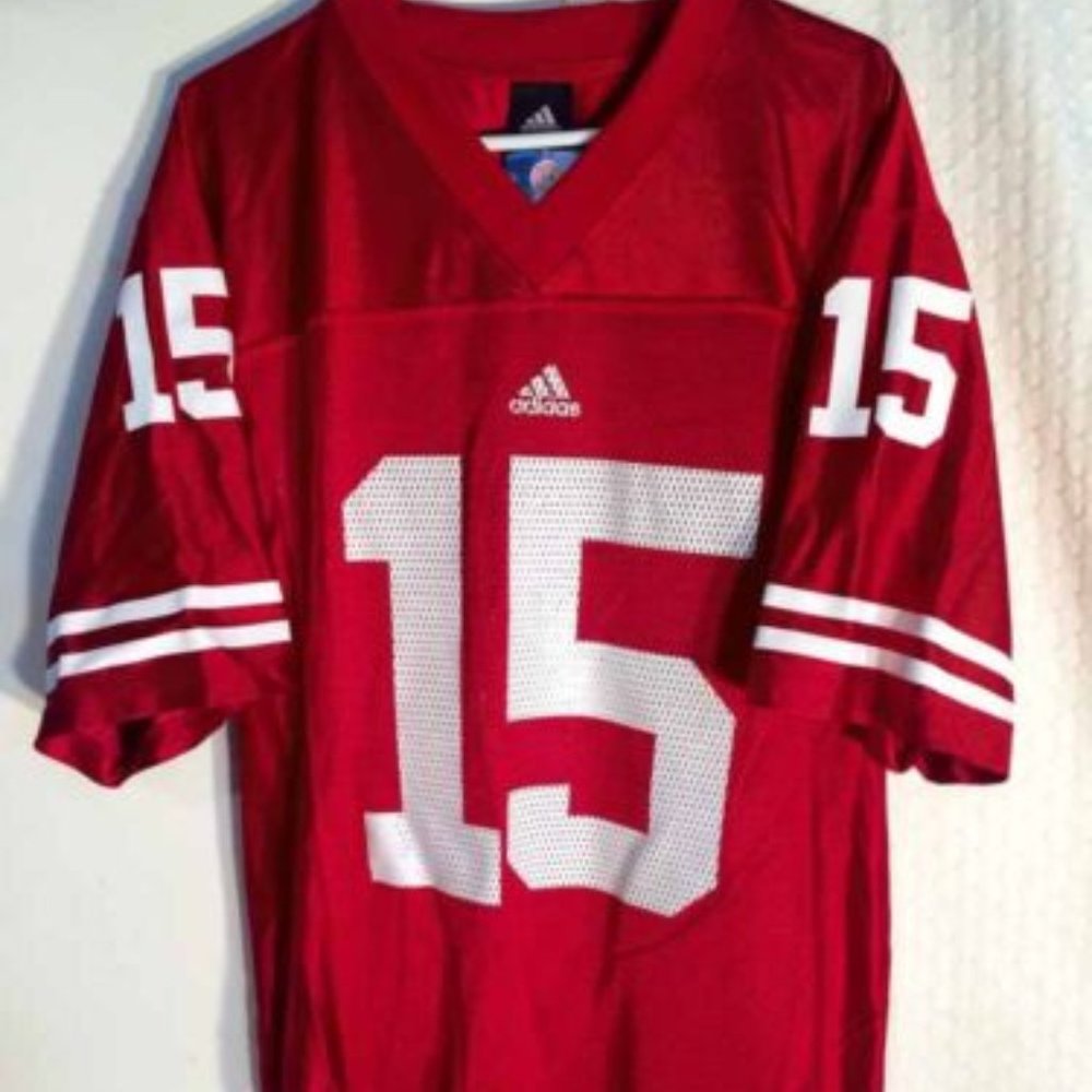 ADIDAS NCAA WISCONSIN BADGERS #15 red FOOTBALL JERSEY Size S, M, L, XL, or XXL